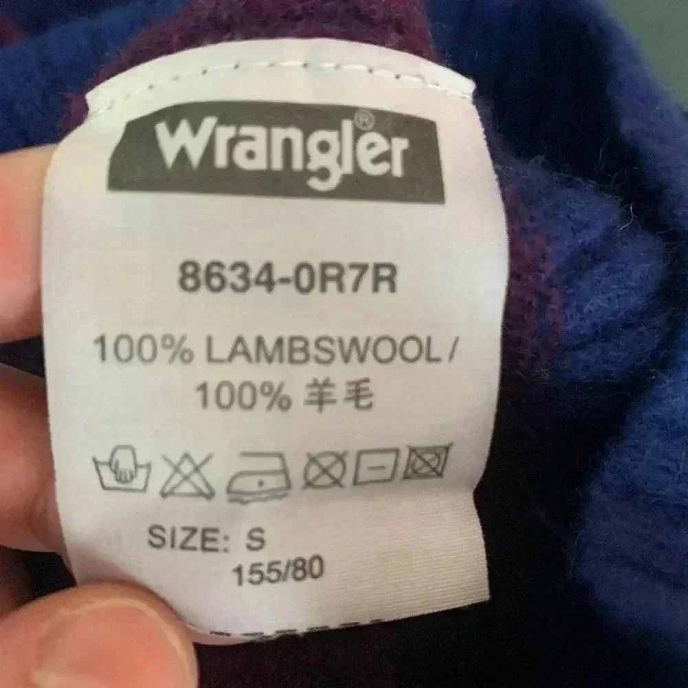 Vintage Wrangler Lambswool V-neck Hooded Sweater - S - Picture 8 of 8